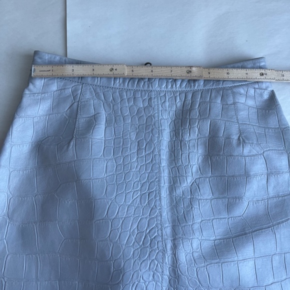 RED VALENTINO Embossed Leather Reptile A-line Skirt In Grey - Picture 9 of 13